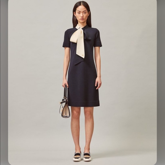 Short Sleeve Bow Sweater Dress 